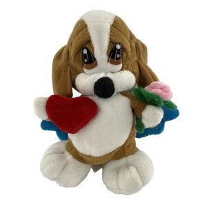 Nanco Sad Sam Honey Dog Angel Plush 6.5 Inch Flowers Heart Sad Eyes Love